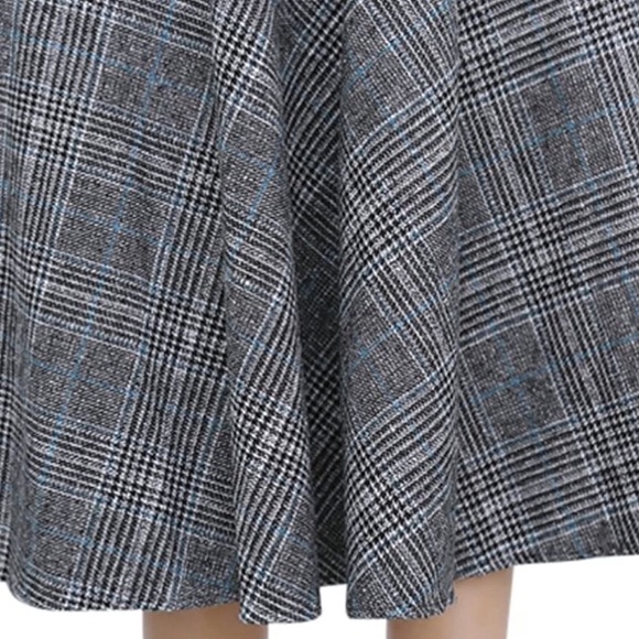 Cute Elastic Waist Plaid Check Belted Midi Skirt - Picture 7 of 13